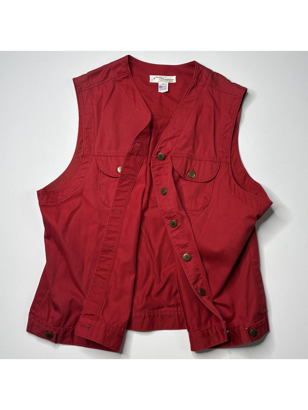 Vintage Norm Thompson Red Canvas Hunting Vest XL